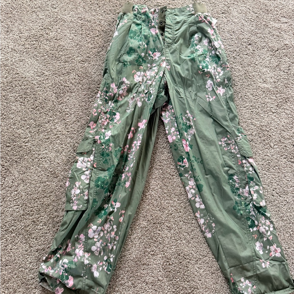 Floral FREE PEOPLE MOVEMENT Green Cargo Pants